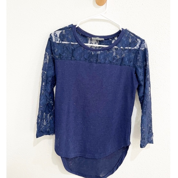 🌟🍃XS Brixton Ivy Blue long sleeve top with lace🌟🍃 - Picture 1 of 5